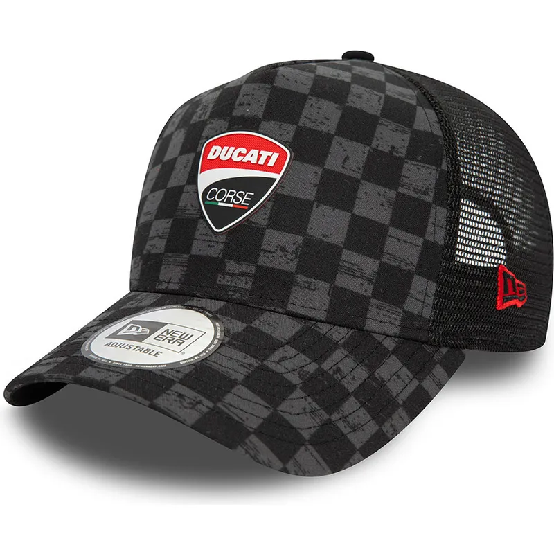lippikset-kaareva-rekka-musta-snapback-9forty-a-frame-all-over-print-check-ducati-motor-motogp-new-era