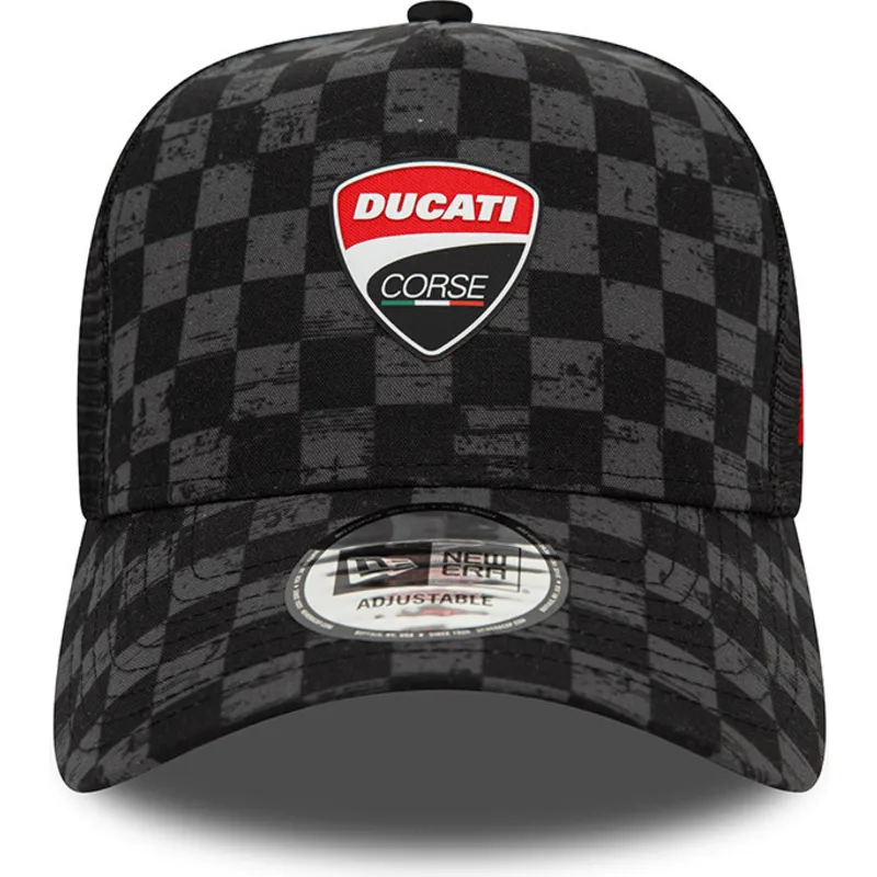 lippikset-kaareva-rekka-musta-snapback-9forty-a-frame-all-over-print-check-ducati-motor-motogp-new-era