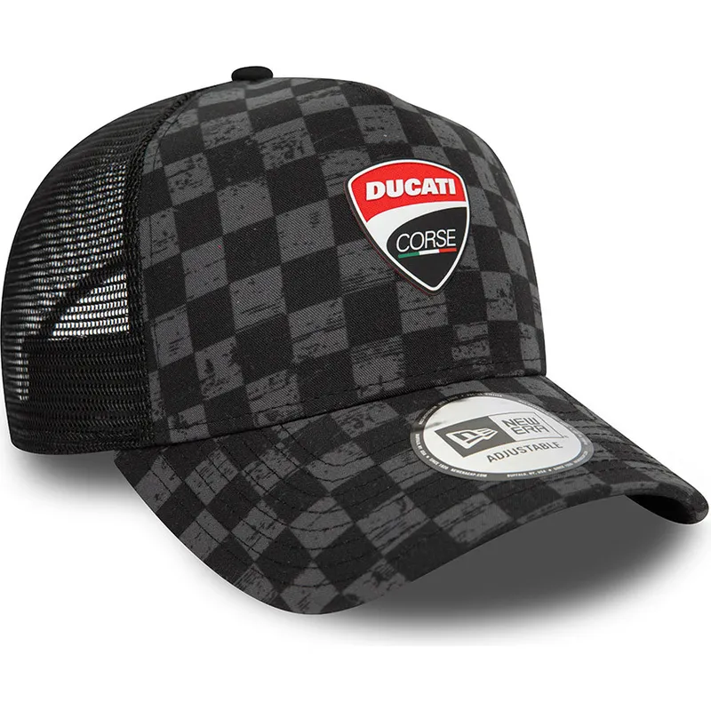 lippikset-kaareva-rekka-musta-snapback-9forty-a-frame-all-over-print-check-ducati-motor-motogp-new-era
