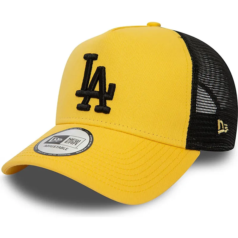 lippikset-kaareva-rekka-keltainen-snapback-a-frame-league-essential-los-angeles-dodgers-mlb-new-era