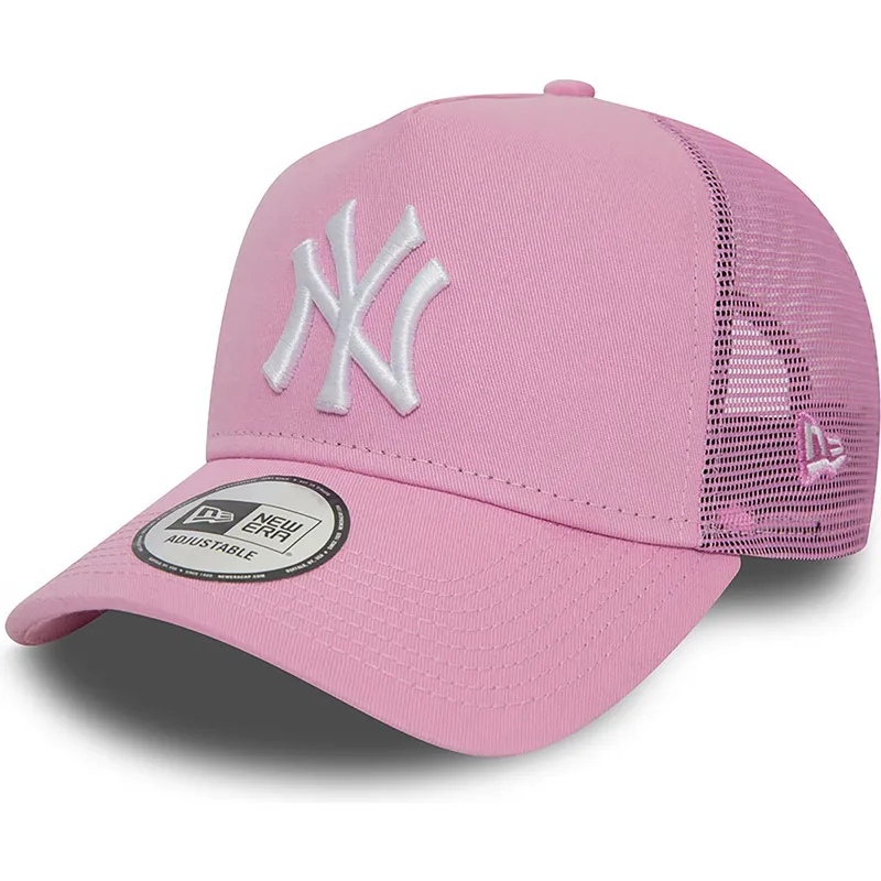 lippikset-kaareva-rekka-vaaleanpunainen-snapback-a-frame-league-essential-new-york-yankees-mlb-new-era