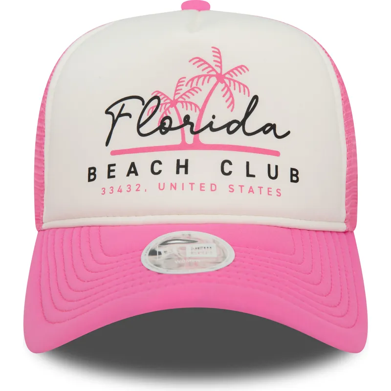 lippikset-kaareva-rekka-vaaleanpunainen-snapback-a-frame-foam-front-florida-beach-club-new-era