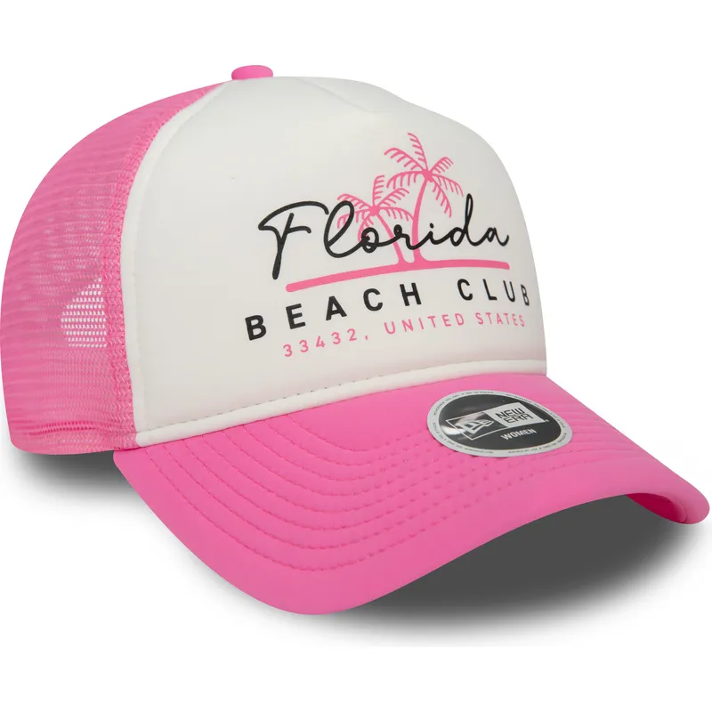lippikset-kaareva-rekka-vaaleanpunainen-snapback-a-frame-foam-front-florida-beach-club-new-era