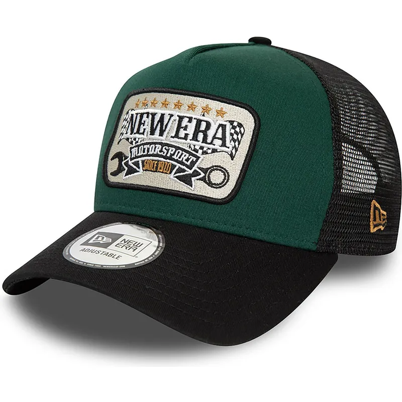 lippikset-kaareva-rekka-vihrea-snapback-a-frame-patch-motorsport-new-era