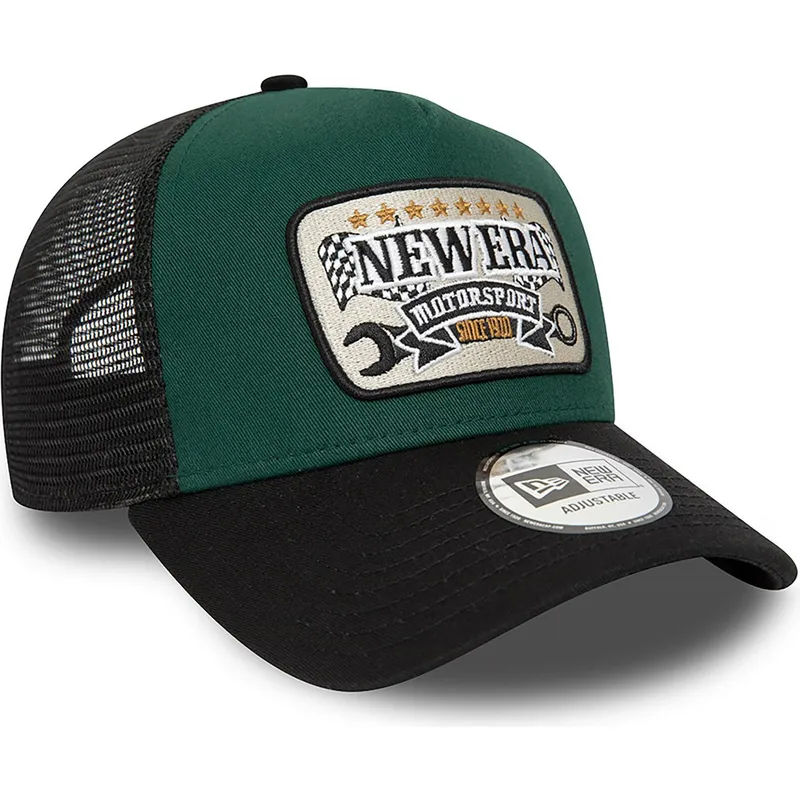 lippikset-kaareva-rekka-vihrea-snapback-a-frame-patch-motorsport-new-era