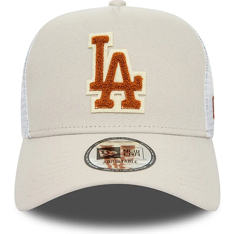 lippikset-kaareva-rekka-beige-snapback-a-frame-boucle-los-angeles-dodgers-mlb-new-era