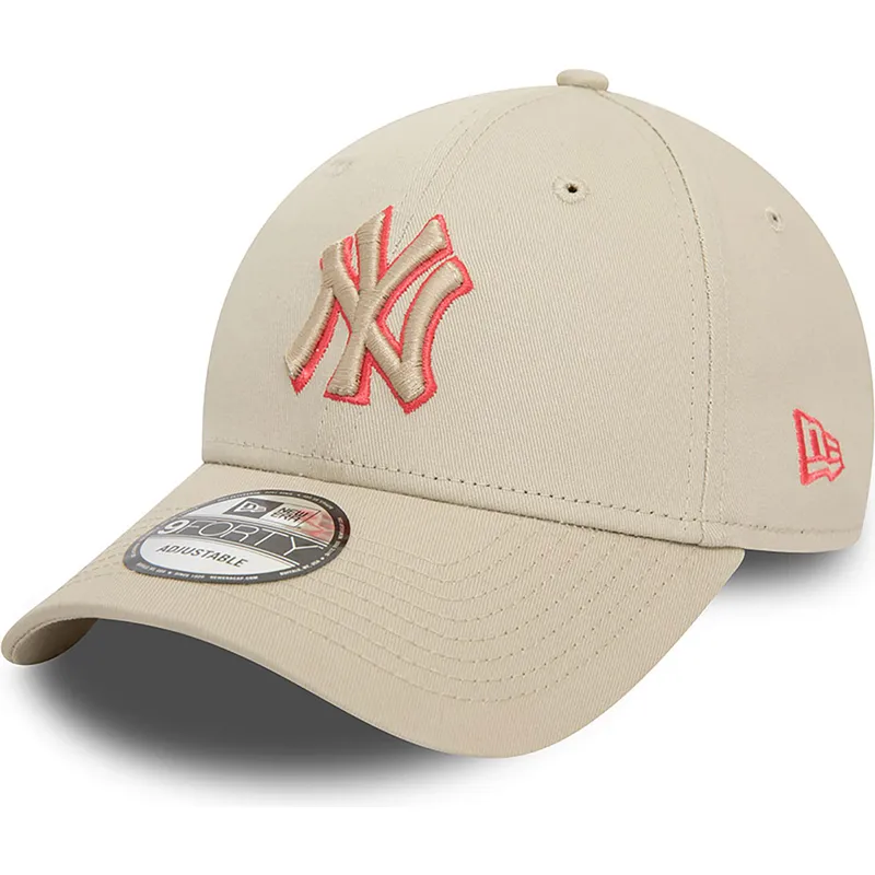 lippikset-kaareva-beige-saadettava-nauha-9forty-team-outline-new-york-yankees-mlb-new-era
