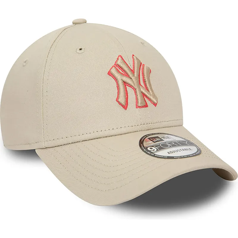 lippikset-kaareva-beige-saadettava-nauha-9forty-team-outline-new-york-yankees-mlb-new-era
