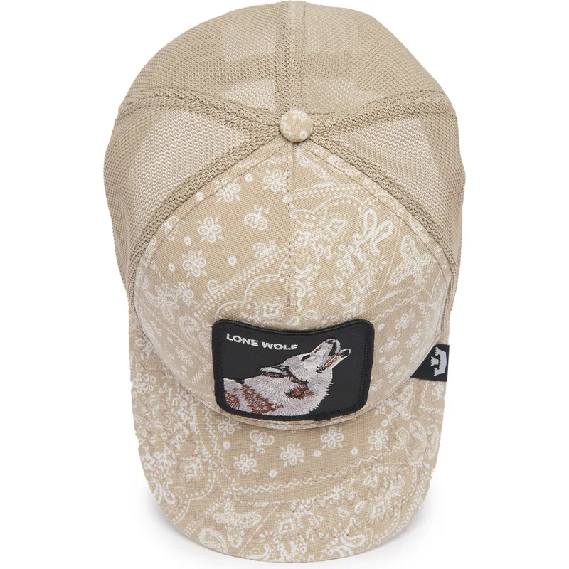 lippikset-kaareva-rekka-beige-snapback-lone-wolf-sign-o-the-times-the-farm-paisley-the-farm-goorin-bros