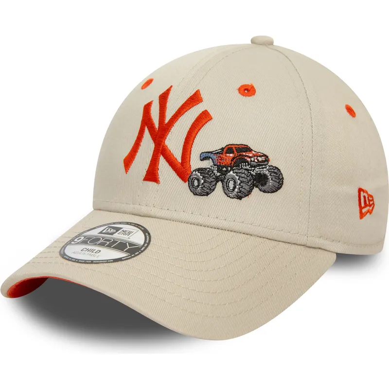 lippikset-kaareva-beige-saadettava-nauha-lapsille-9forty-graphic-monster-truck-new-york-yankees-mlb-new-era