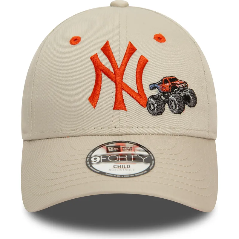 lippikset-kaareva-beige-saadettava-nauha-lapsille-9forty-graphic-monster-truck-new-york-yankees-mlb-new-era