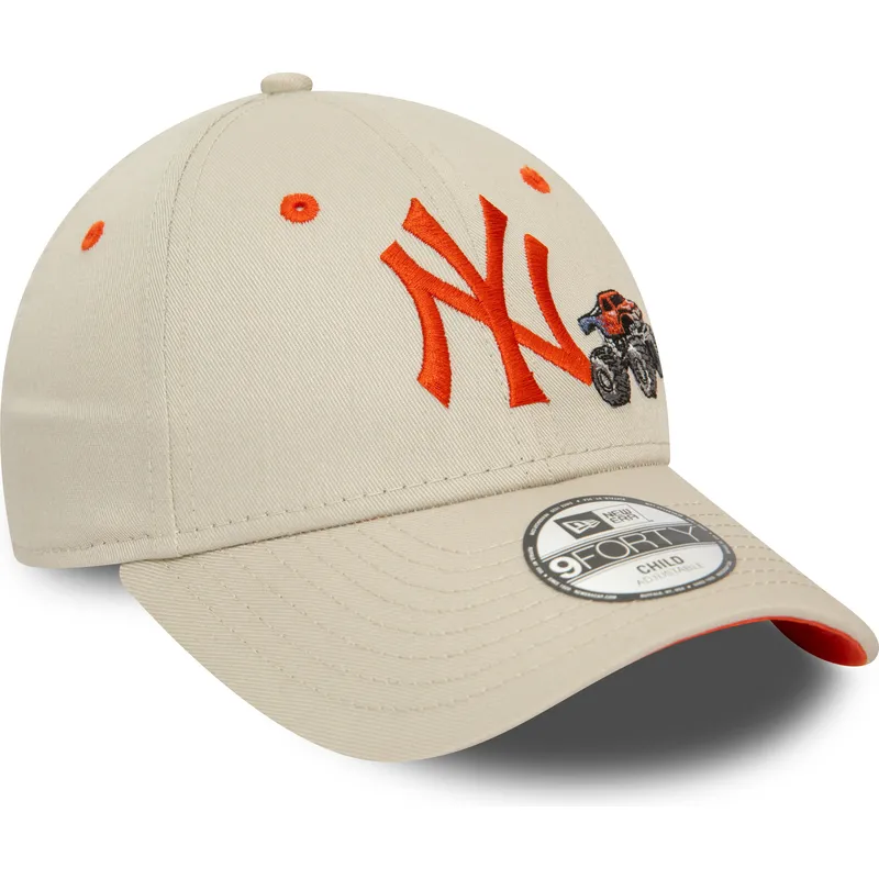 lippikset-kaareva-beige-saadettava-nauha-lapsille-9forty-graphic-monster-truck-new-york-yankees-mlb-new-era