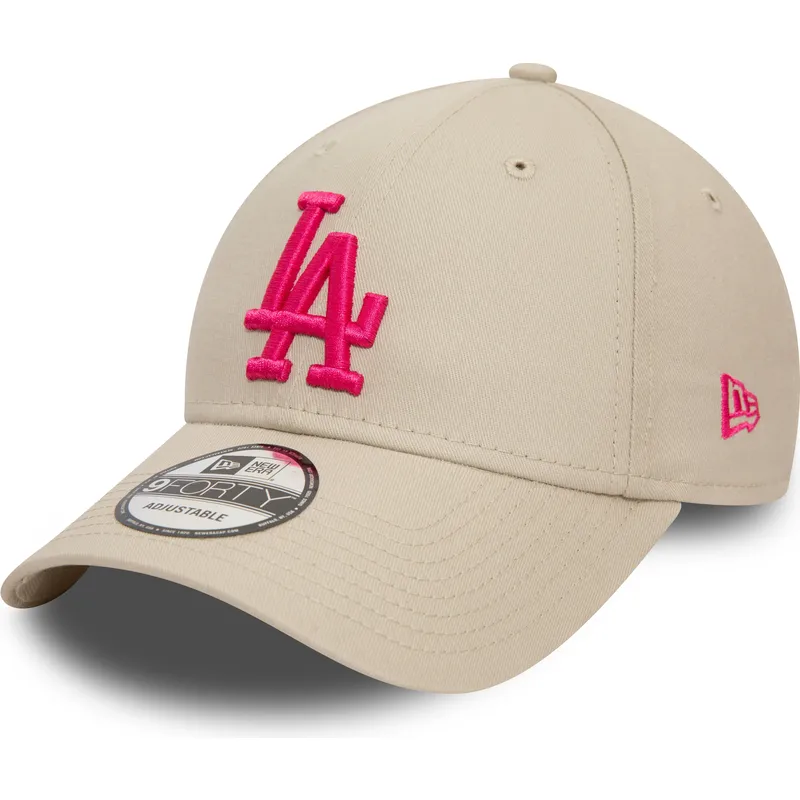lippikset-kaareva-beige-saadettava-nauha-rosa-9forty-league-essential-los-angeles-dodgers-mlb-new-era