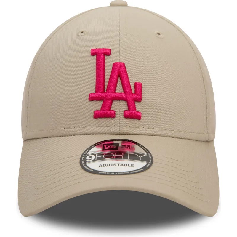 lippikset-kaareva-beige-saadettava-nauha-rosa-9forty-league-essential-los-angeles-dodgers-mlb-new-era