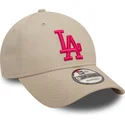 lippikset-kaareva-beige-saadettava-nauha-rosa-9forty-league-essential-los-angeles-dodgers-mlb-new-era