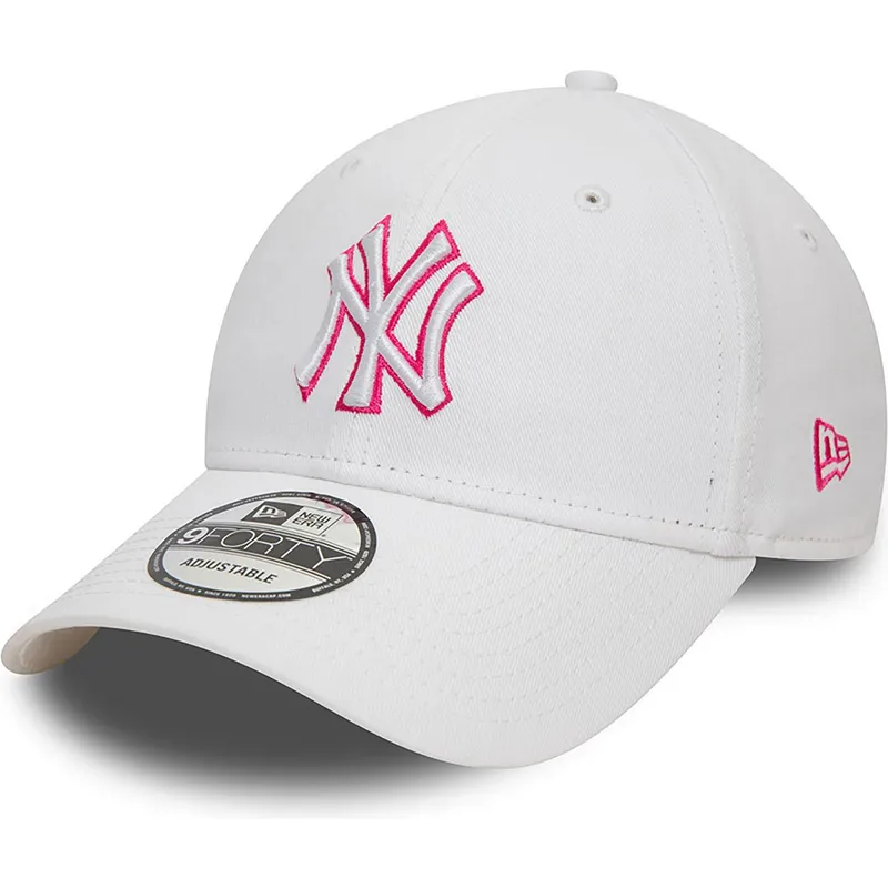 lippikset-kaareva-valkoinen-saadettava-nauha-rosa-9forty-team-outline-new-york-yankees-mlb-new-era
