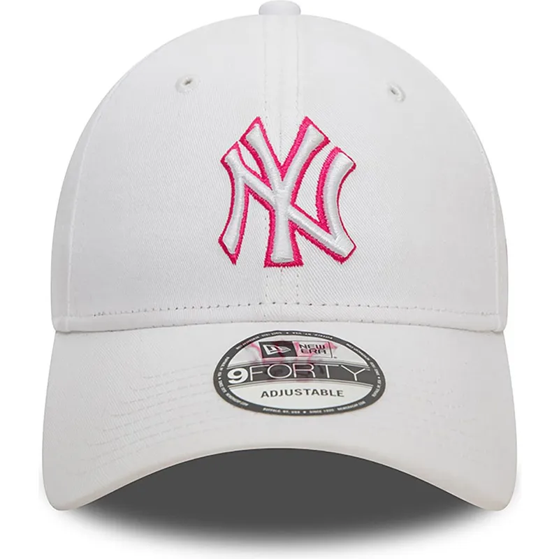 lippikset-kaareva-valkoinen-saadettava-nauha-rosa-9forty-team-outline-new-york-yankees-mlb-new-era
