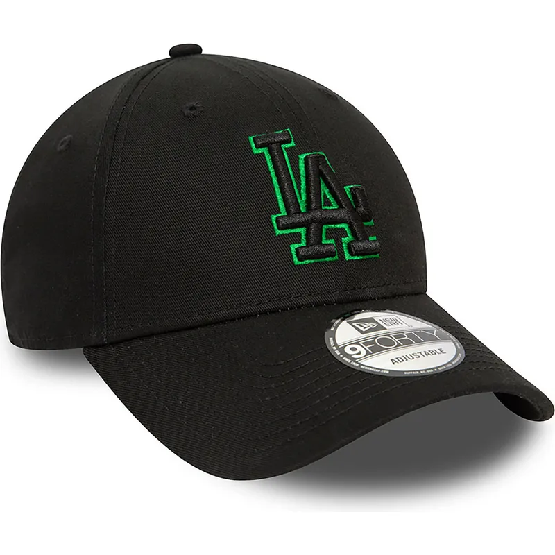 lippikset-kaareva-musta-saadettava-nauha-9forty-team-outline-los-angeles-dodgers-mlb-new-era