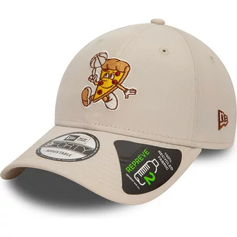 New Era Curved Brim 9FORTY REPREVE Basketball Pizza Beige Adjustable Cap