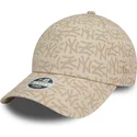 lippikset-kaareva-beige-saadettava-nauha-9forty-monogram-new-york-yankees-mlb-new-era