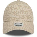 lippikset-kaareva-beige-saadettava-nauha-9forty-monogram-new-york-yankees-mlb-new-era