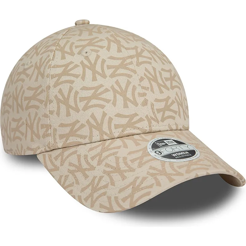 lippikset-kaareva-beige-saadettava-nauha-9forty-monogram-new-york-yankees-mlb-new-era