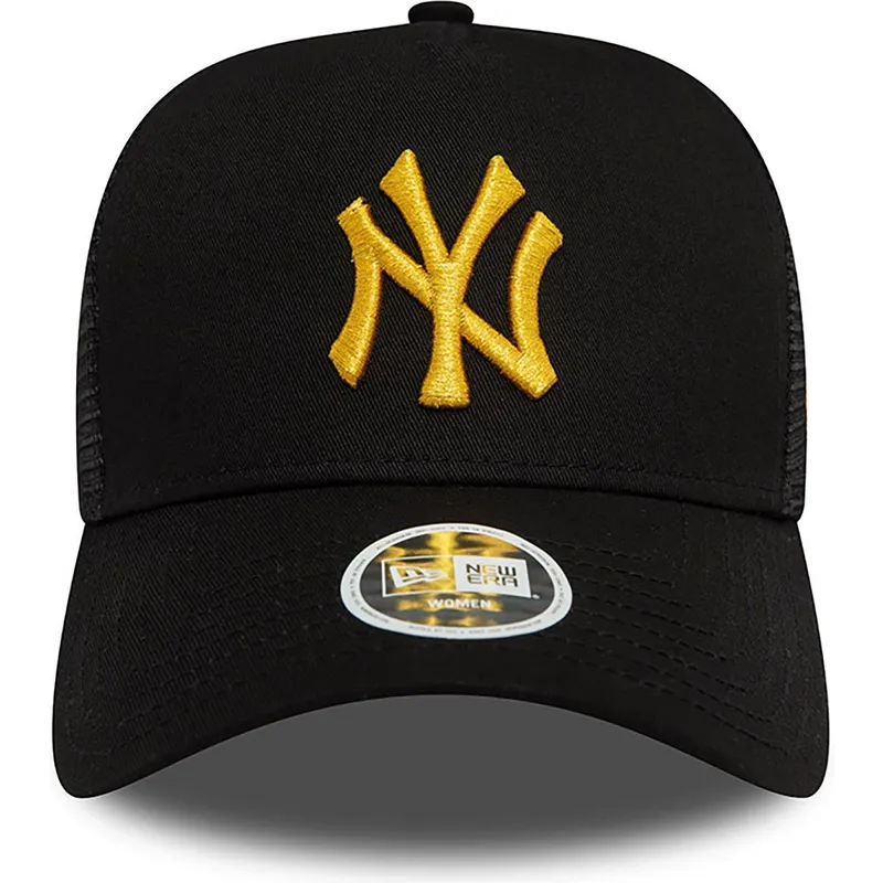 lippikset-kaareva-rekka-musta-snapback-a-frame-metallic-new-york-yankees-mlb-new-era