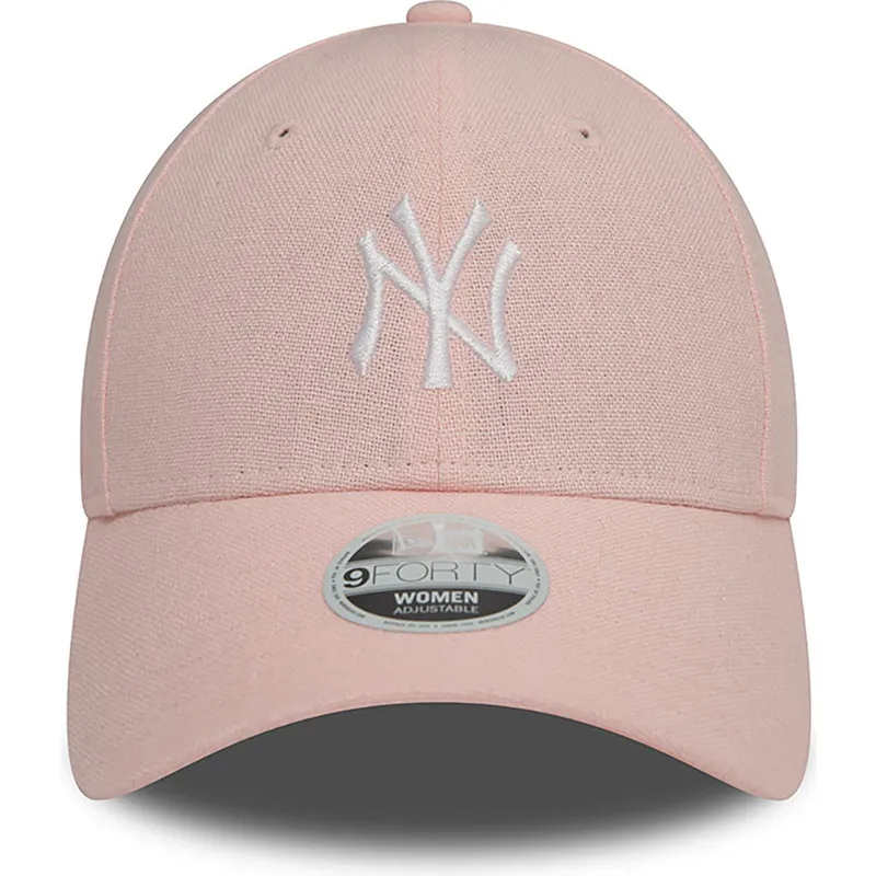 lippikset-kaareva-vaaleanpunainen-saadettava-nauha-9forty-linen-new-york-yankees-mlb-new-era