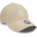 new-era-curved-brim-women-9forty-linen-new-york-yankees-mlb-beige-adjustable-cap