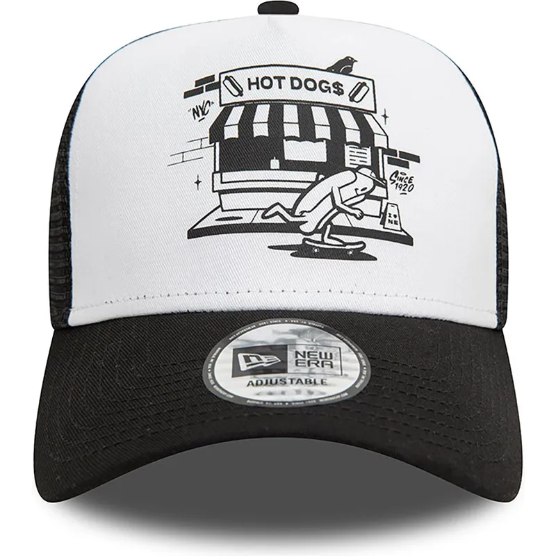 lippikset-kaareva-rekka-musta-snapback-a-frame-graphic-hot-dog-new-york-new-era