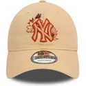 lippikset-kaareva-ruskea-saadettava-nauha-9twenty-floral-new-york-yankees-mlb-new-era
