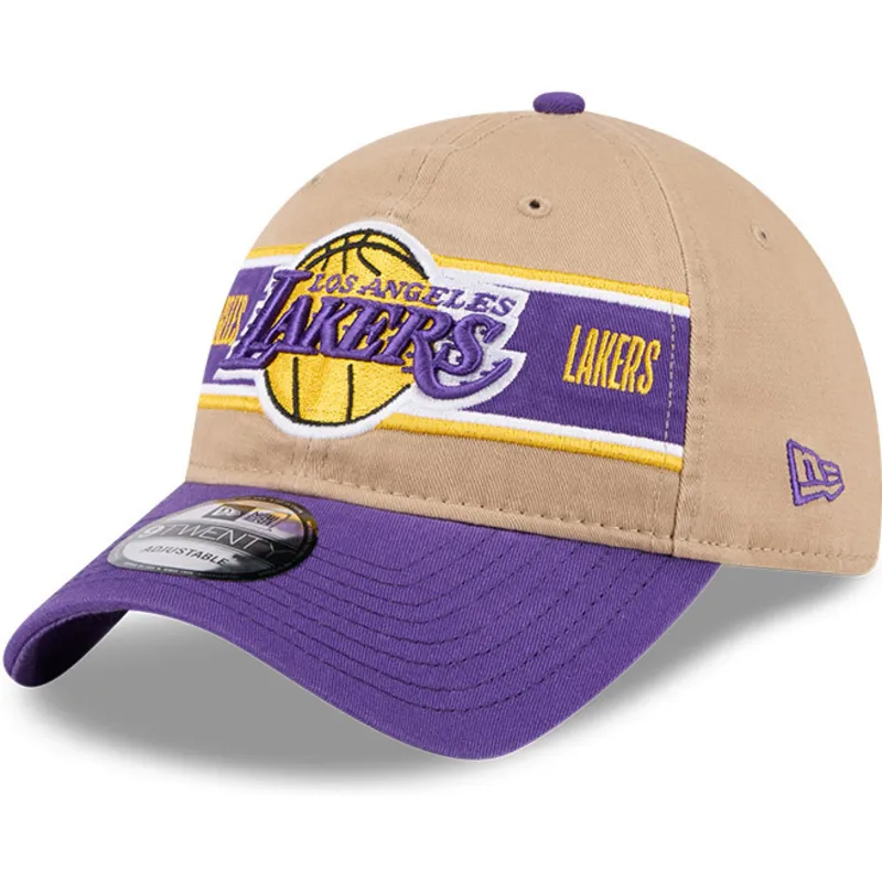 lippikset-kaareva-ruskea-saadettava-nauha-9twenty-draft-2024-los-angeles-lakers-nba-new-era
