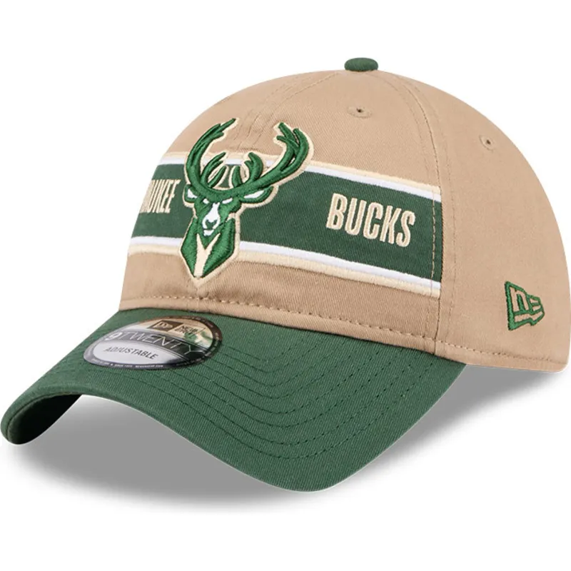 lippikset-kaareva-ruskea-saadettava-nauha-9twenty-draft-2024-milwaukee-bucks-nba-new-era