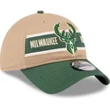 lippikset-kaareva-ruskea-saadettava-nauha-9twenty-draft-2024-milwaukee-bucks-nba-new-era