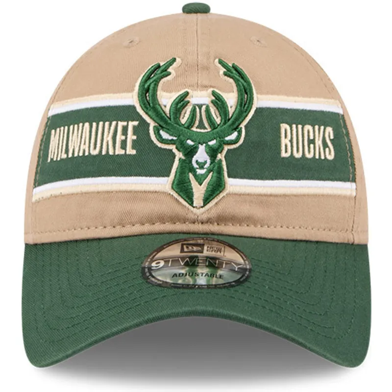 lippikset-kaareva-ruskea-saadettava-nauha-9twenty-draft-2024-milwaukee-bucks-nba-new-era