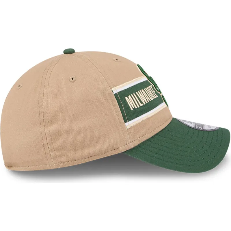 lippikset-kaareva-ruskea-saadettava-nauha-9twenty-draft-2024-milwaukee-bucks-nba-new-era