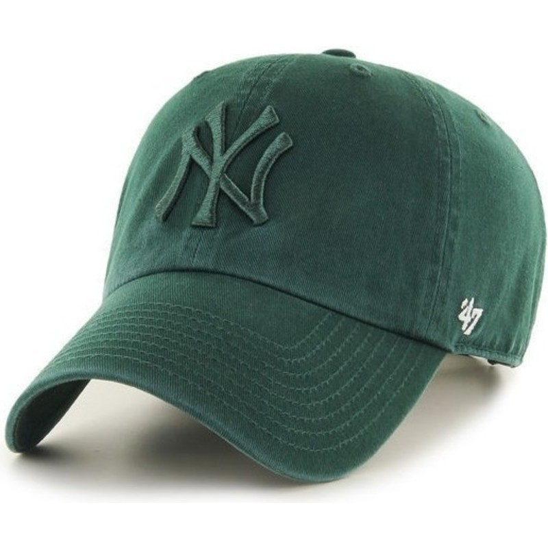 47-brand-curved-brim-gren-logo-new-york-yankees-mlb-clean-up-green-cap