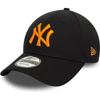 New Era Curved Brim Orange Logo 9FORTY League Essential New York Yankees MLB Black Adjustable Cap