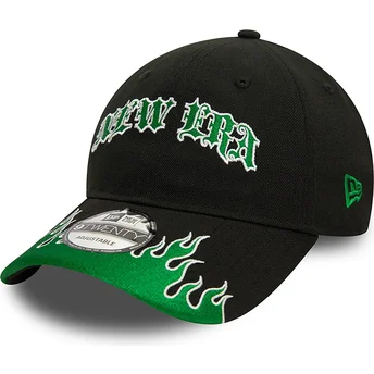 New Era Curved Brim 9TWENTY Race Flame Black and Green Adjustable Cap