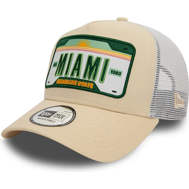 lippikset-kaareva-rekka-beige-snapback-a-frame-license-plate-miami-ciudades-y-playas-new-era