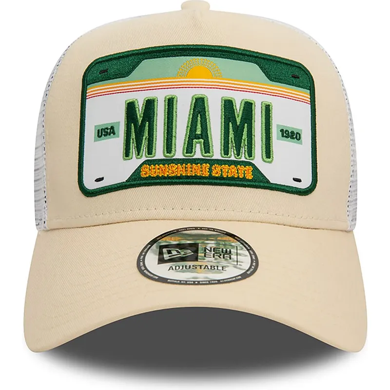 lippikset-kaareva-rekka-beige-snapback-a-frame-license-plate-miami-ciudades-y-playas-new-era