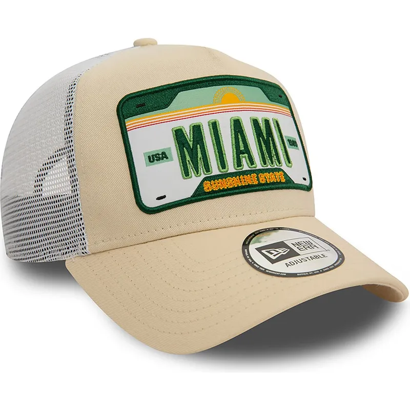 lippikset-kaareva-rekka-beige-snapback-a-frame-license-plate-miami-ciudades-y-playas-new-era
