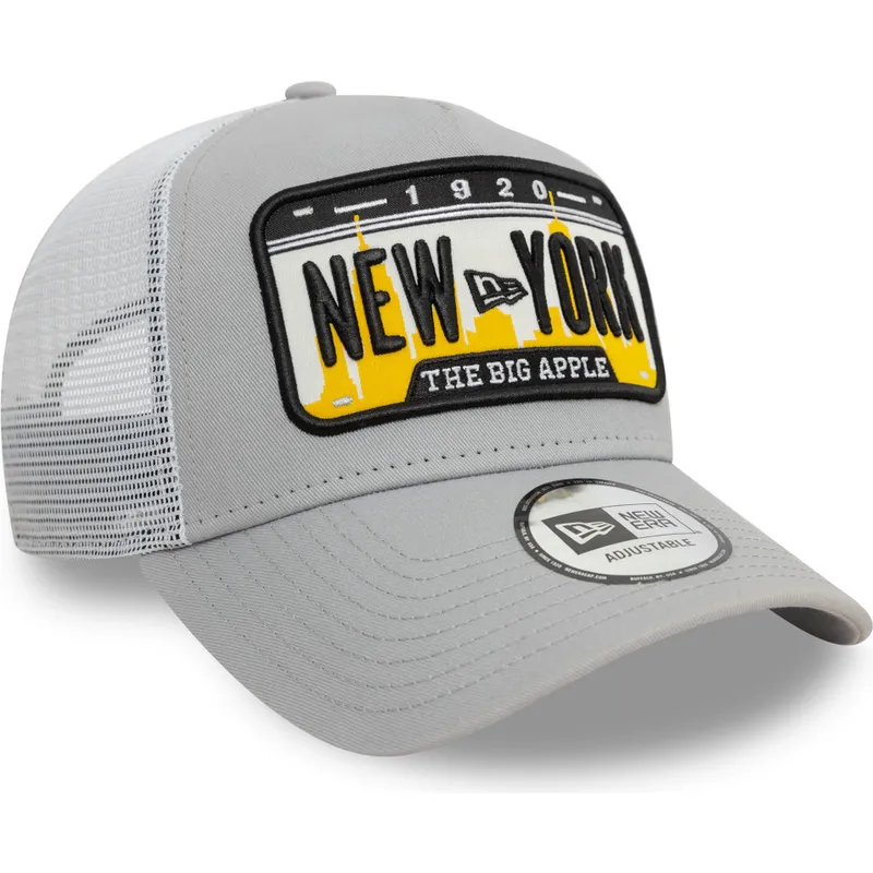 lippikset-kaareva-rekka-harmaa-snapback-a-frame-license-plate-new-york-ciudades-y-playas-new-era