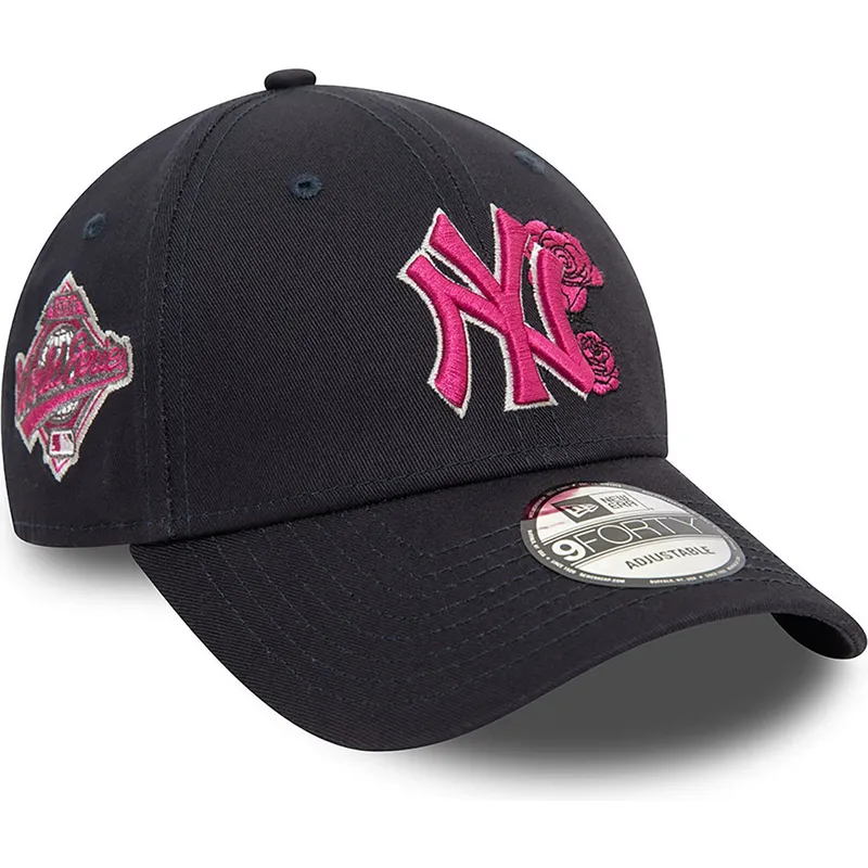 lippikset-kaareva-laivastonsininen-saadettava-nauha-rosa-9forty-flower-icon-new-york-yankees-mlb-new-era