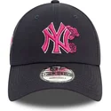 lippikset-kaareva-laivastonsininen-saadettava-nauha-rosa-9forty-flower-icon-new-york-yankees-mlb-new-era