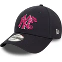 lippikset-kaareva-laivastonsininen-saadettava-nauha-rosa-9forty-flower-icon-new-york-yankees-mlb-new-era