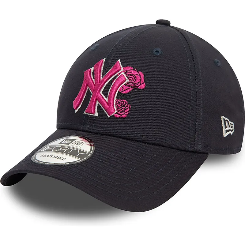 lippikset-kaareva-laivastonsininen-saadettava-nauha-rosa-9forty-flower-icon-new-york-yankees-mlb-new-era