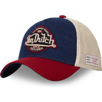 Von Dutch Curved Brim VINT05 Blue, Beige and Red Snapback Cap