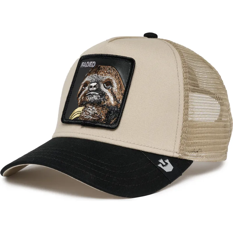 lippikset-kaareva-rekka-beige-snapback-the-faded-sloth-eco-brutalism-the-farm-goorin-bros