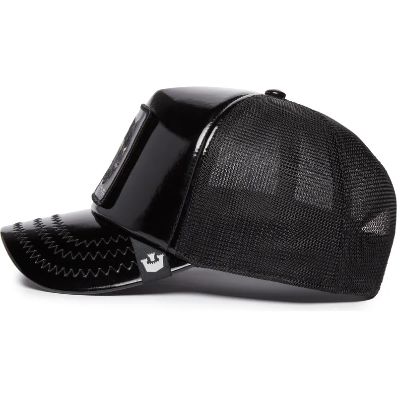 lippikset-kaareva-rekka-musta-snapback-obsidian-panther-puff-patent-the-farm-goorin-bros